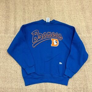 Vintage Denver Bronco's Sweatshirt Mens Large Blue 1990s NFL
